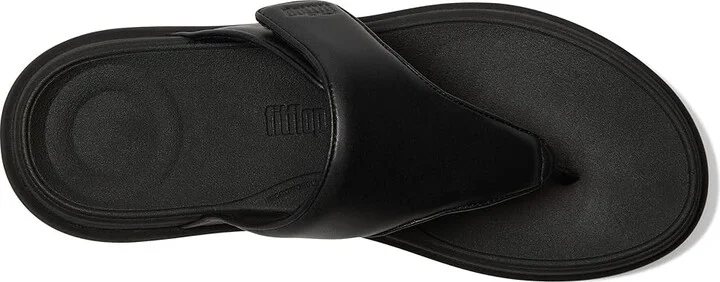 FitFlop F-Mode Go Adjustable Flatform Toe-Post Sandals Women's Wedge Shoes All Black : 7 M (B), Faux Leather - Image 2