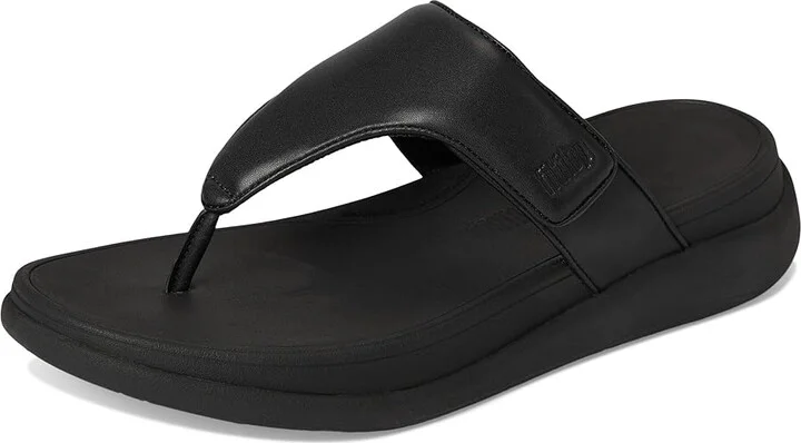 FitFlop F-Mode Go Adjustable Flatform Toe-Post Sandals Women's Wedge Shoes All Black : 7 M (B), Faux Leather - Image 5