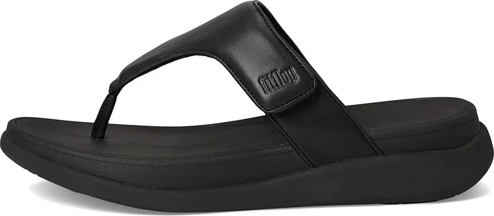 FitFlop F-Mode Go Adjustable Flatform Toe-Post Sandals Women's Wedge Shoes All Black : 7 M (B), Faux Leather - Image 6