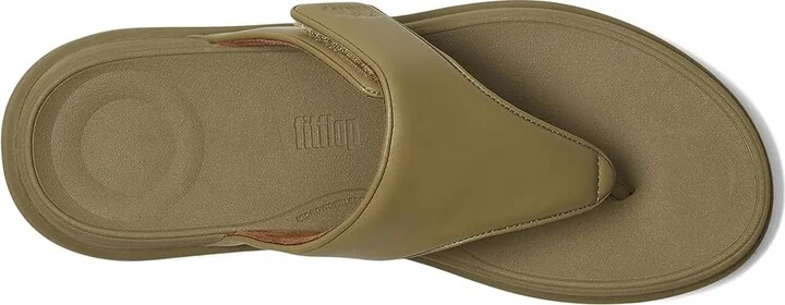 FitFlop F-Mode Go Adjustable Flatform Toe-Post Sandals Women's Wedge Shoes Camo-green : 5 M (B), Faux Leather - Image 2
