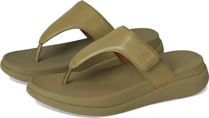 FitFlop F-Mode Go Adjustable Flatform Toe-Post Sandals Women's Wedge Shoes Camo-green : 5 M (B), Faux Leather