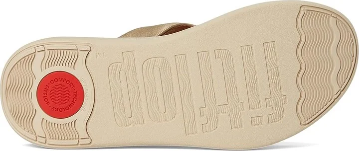 FitFlop F-Mode Go Adjustable Flatform Toe-Post Sandals Women's Wedge Shoes Platino : 10 M (B), Faux Leather - Image 3