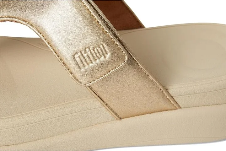 FitFlop F-Mode Go Adjustable Flatform Toe-Post Sandals Women's Wedge Shoes Platino : 10 M (B), Faux Leather - Image 7