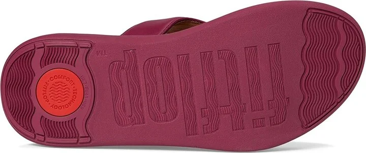 FitFlop F-Mode Go Adjustable Flatform Toe-Post Sandals Women's Wedge Shoes Ruby : 8 M (B), Faux Leather - Image 3