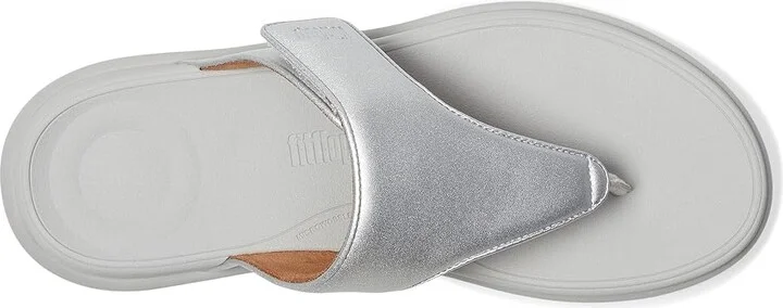 FitFlop F-Mode Go Adjustable Flatform Toe-Post Sandals Women's Wedge Shoes Silver : 10 M (B), Faux Leather - Image 2