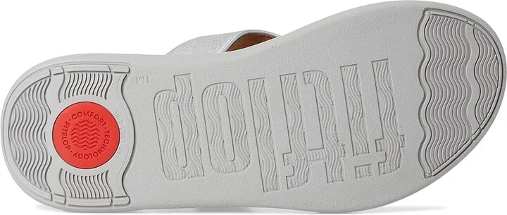FitFlop F-Mode Go Adjustable Flatform Toe-Post Sandals Women's Wedge Shoes Silver : 10 M (B), Faux Leather - Image 3