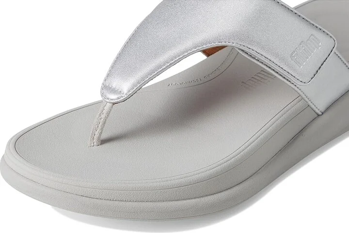 FitFlop F-Mode Go Adjustable Flatform Toe-Post Sandals Women's Wedge Shoes Silver : 10 M (B), Faux Leather - Image 7