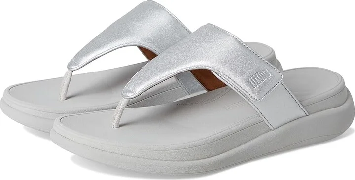 FitFlop F-Mode Go Adjustable Flatform Toe-Post Sandals Women's Wedge Shoes Silver : 10 M (B), Faux Leather