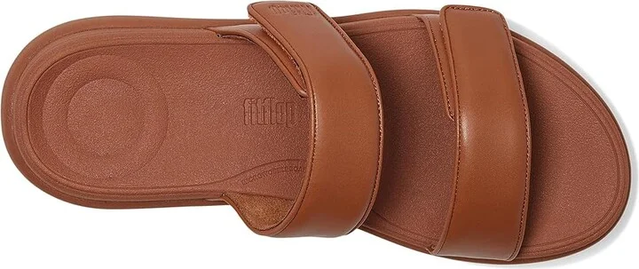 FitFlop F-mode Go Adjustable Flatform Two-bar Slides Women's Wedge Shoes Deep Tan : 5 M (B), Synthetic - Image 2