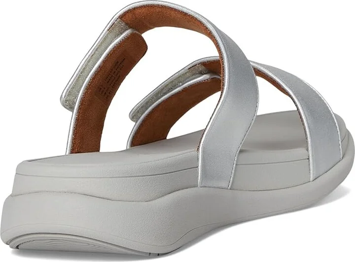 FitFlop F-mode Go Adjustable Flatform Two-bar Slides Women's Wedge Shoes Silver : 7 M (B), Synthetic - Image 4