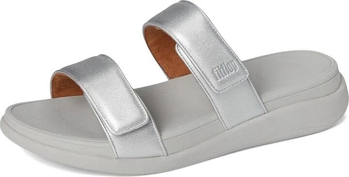 FitFlop F-mode Go Adjustable Flatform Two-bar Slides Women's Wedge Shoes Silver : 7 M (B), Synthetic - Image 5