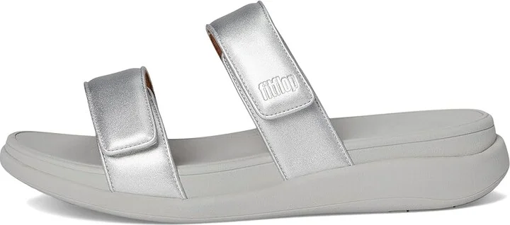 FitFlop F-mode Go Adjustable Flatform Two-bar Slides Women's Wedge Shoes Silver : 7 M (B), Synthetic - Image 6