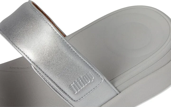 FitFlop F-mode Go Adjustable Flatform Two-bar Slides Women's Wedge Shoes Silver : 7 M (B), Synthetic - Image 7