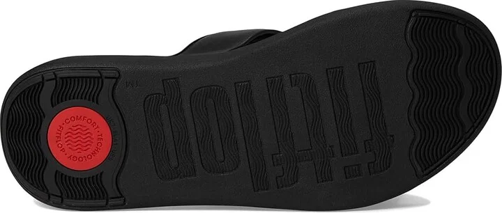 FitFlop F-Mode Go Beadie-Button Adj. Flatform 2-Bar Slides Women's Wedge Shoes All Black : 7 M (B), Synthetic - Image 3