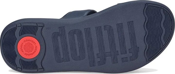 FitFlop F-Mode Go Beadie-Button Adj. Flatform 2-Bar Slides Women's Wedge Shoes Midnight Navy : 9 M (B), Synthetic - Image 3