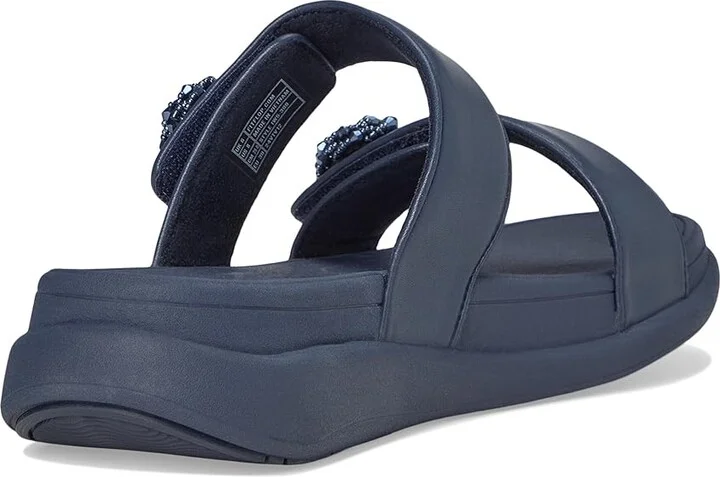 FitFlop F-Mode Go Beadie-Button Adj. Flatform 2-Bar Slides Women's Wedge Shoes Midnight Navy : 9 M (B), Synthetic - Image 4