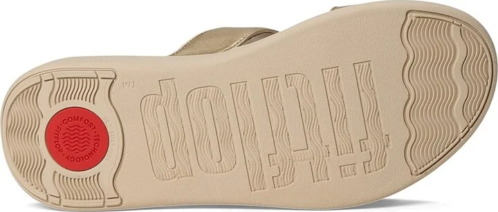 FitFlop F-Mode Go Beadie-Button Adj. Flatform 2-Bar Slides Women's Wedge Shoes Platino : 9 M (B), Synthetic - Image 3