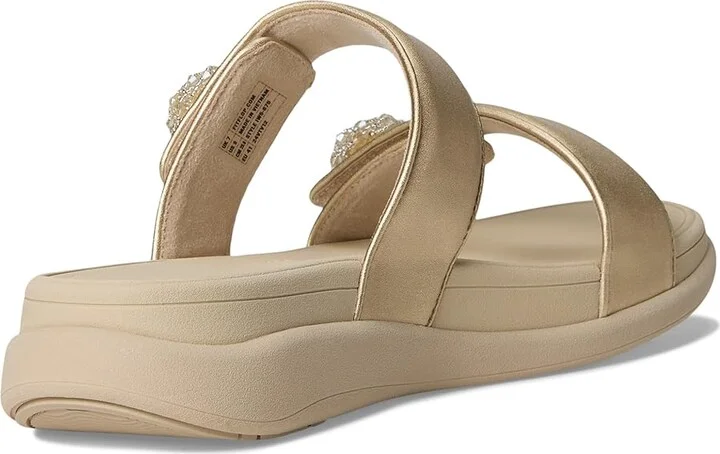 FitFlop F-Mode Go Beadie-Button Adj. Flatform 2-Bar Slides Women's Wedge Shoes Platino : 9 M (B), Synthetic - Image 4