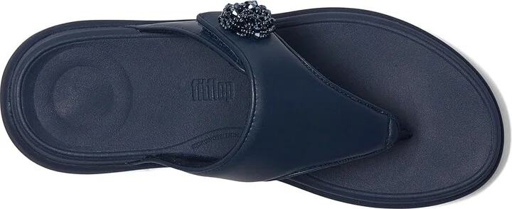 FitFlop F-Mode Go Beadie-Button Adj. Flatform Toe/Post Sandals Women's Wedge Shoes Midnight Navy : 7 M (B), Leather - Image 2