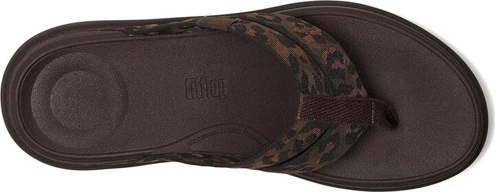 FitFlop F-mode Go Leopard Webbing Strappy Flip-flops Women's Wedge Shoes Chocolate Mix : 10 M (B), Synthetic - Image 2