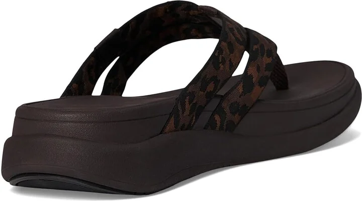 FitFlop F-mode Go Leopard Webbing Strappy Flip-flops Women's Wedge Shoes Chocolate Mix : 10 M (B), Synthetic - Image 4