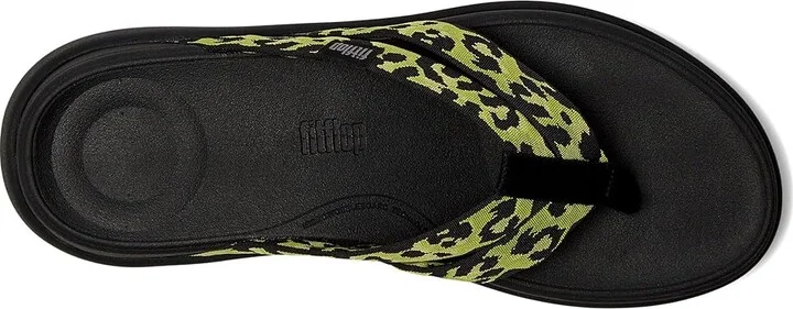 FitFlop F-mode Go Leopard Webbing Strappy Flip-flops Women's Wedge Shoes Lemongrass Mix : 5 M (B), Synthetic - Image 2