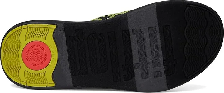 FitFlop F-mode Go Leopard Webbing Strappy Flip-flops Women's Wedge Shoes Lemongrass Mix : 5 M (B), Synthetic - Image 3