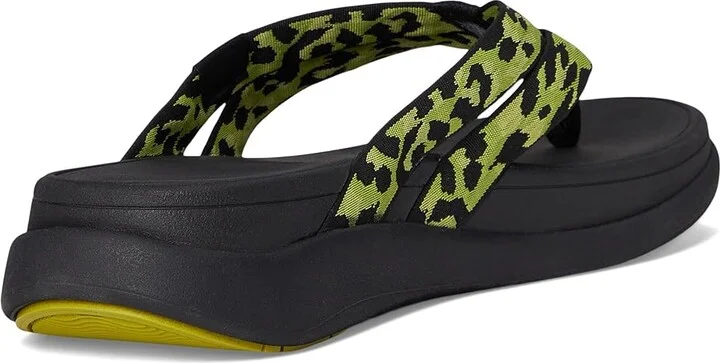 FitFlop F-mode Go Leopard Webbing Strappy Flip-flops Women's Wedge Shoes Lemongrass Mix : 5 M (B), Synthetic - Image 4