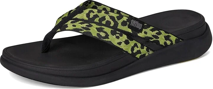FitFlop F-mode Go Leopard Webbing Strappy Flip-flops Women's Wedge Shoes Lemongrass Mix : 5 M (B), Synthetic - Image 5