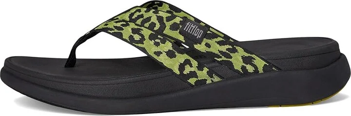 FitFlop F-mode Go Leopard Webbing Strappy Flip-flops Women's Wedge Shoes Lemongrass Mix : 5 M (B), Synthetic - Image 6