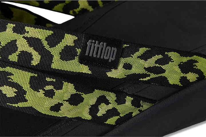 FitFlop F-mode Go Leopard Webbing Strappy Flip-flops Women's Wedge Shoes Lemongrass Mix : 5 M (B), Synthetic - Image 7