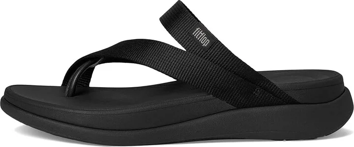 FitFlop F-Mode Go Webbing Flatform Sling Toe-Post Sandals Women's Wedge Shoes All Black : 7 M (B), Synthetic - Image 6