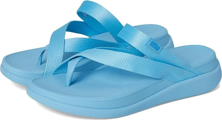 FitFlop F-Mode Go Webbing Flatform Sling Toe-Post Sandals Women's Wedge Shoes Bondi Blue : 5 M (B), Synthetic