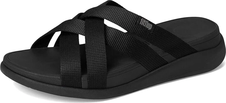 FitFlop F-Mode Go Webbing Flatform Strappy Slides Women's Wedge Shoes All Black : 5 M (B), Synthetic - Image 5