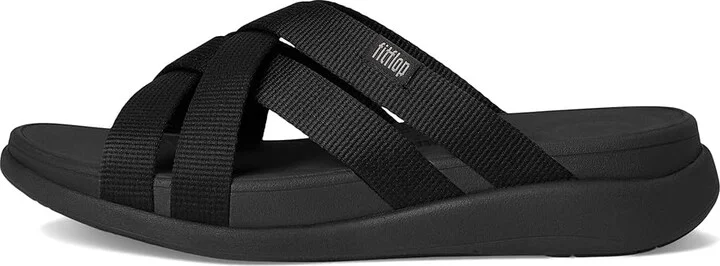 FitFlop F-Mode Go Webbing Flatform Strappy Slides Women's Wedge Shoes All Black : 5 M (B), Synthetic - Image 6