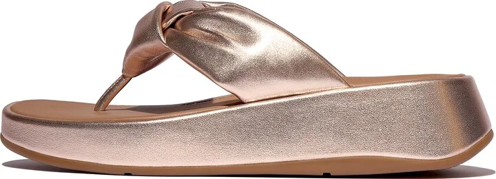 FitFlop F-MODE Knot Soft-Leather Flatform Toe-Post Sandals