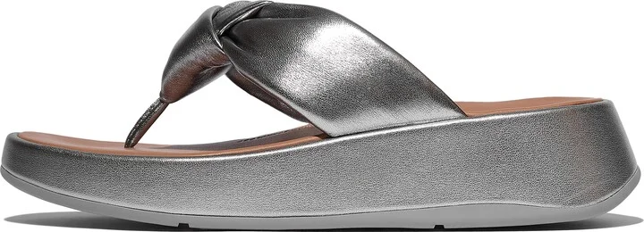 FitFlop F-MODE Knot Soft-Leather Flatform Toe-Post Sandals
