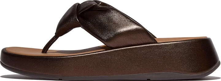 FitFlop F-MODE Knot Soft-Leather Flatform Toe-Post Sandals