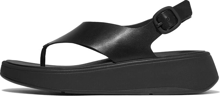 FitFlop F-MODE Leather Flatform Back-Strap Toe-Post Sandals