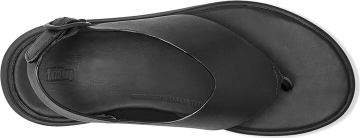 FitFlop F-Mode Leather Flatform Back-Strap Toe/Post Sandals Women's Wedge Shoes All Black : 10 M (B) - Image 2