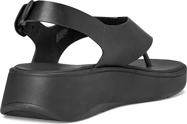 FitFlop F-Mode Leather Flatform Back-Strap Toe/Post Sandals Women's Wedge Shoes All Black : 10 M (B) - Image 4