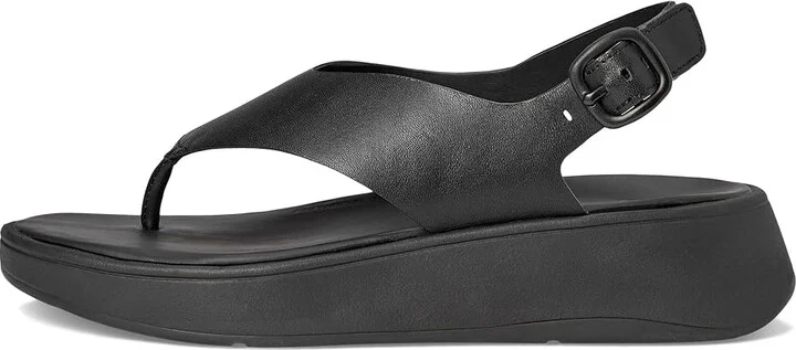 FitFlop F-Mode Leather Flatform Back-Strap Toe/Post Sandals Women's Wedge Shoes All Black : 10 M (B) - Image 6