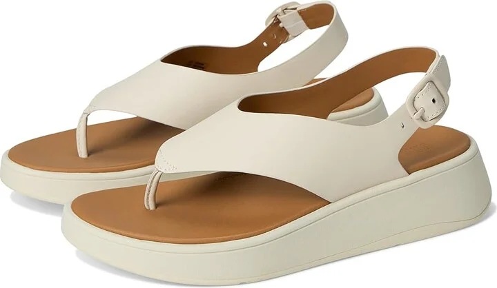FitFlop F-Mode Leather Flatform Back-Strap Toe/Post Sandals Women's Wedge Shoes Paris Beige : 11 M (B)
