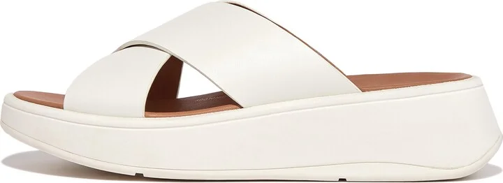 FitFlop F-MODE Leather Flatform Cross Slides