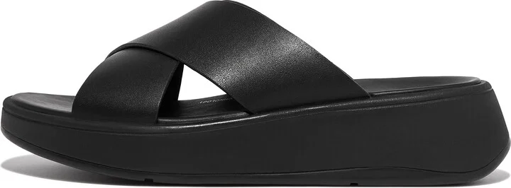 FitFlop F-MODE Leather Flatform Cross Slides
