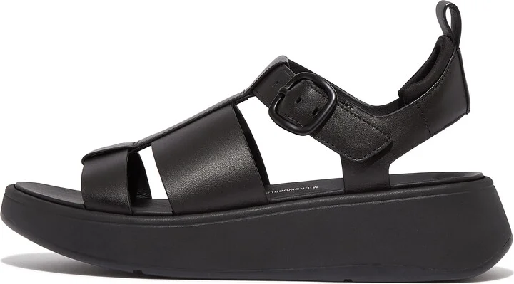 FitFlop F-MODE Leather Flatform Fisherman Sandals Leather/Nylon/Spandex Fabric