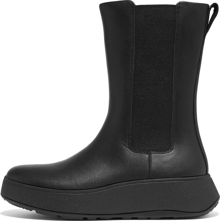 FitFlop F-MODE Leather Flatform High Chelsea Boots Leather/Elastic