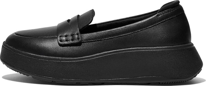 FitFlop F-Mode Leather Flatform Penny Loafers Women's Flat Shoes All Black : 6.5 M (B), Leather/Rubber - Image 5