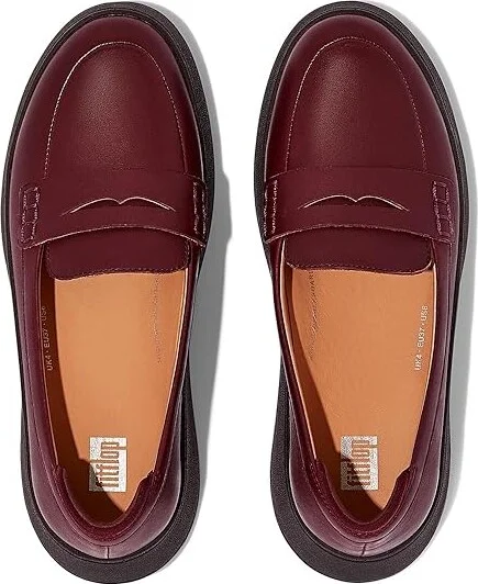 FitFlop F-Mode Leather Flatform Penny Loafers Women's Flat Shoes Plummy : 7 M (B), Leather/Rubber - Image 2