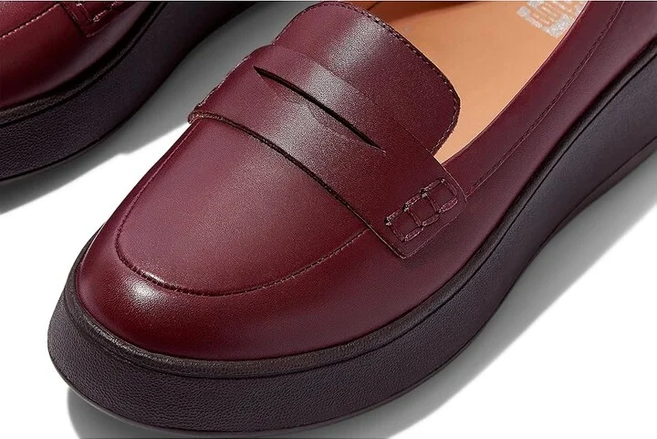 FitFlop F-Mode Leather Flatform Penny Loafers Women's Flat Shoes Plummy : 7 M (B), Leather/Rubber - Image 4